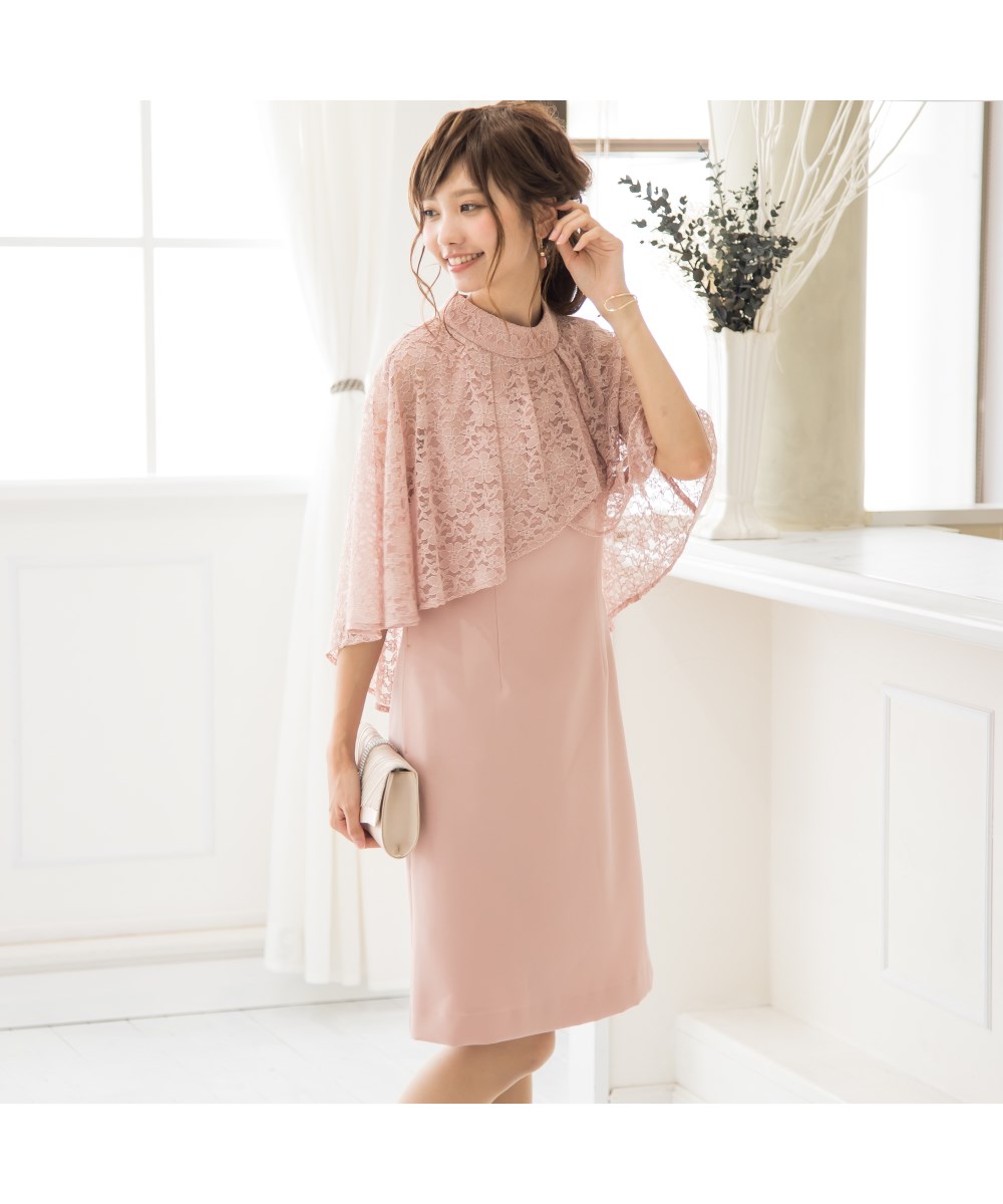 nissen 追加新色蕾丝披肩风茧形连身裙 (日本女装)